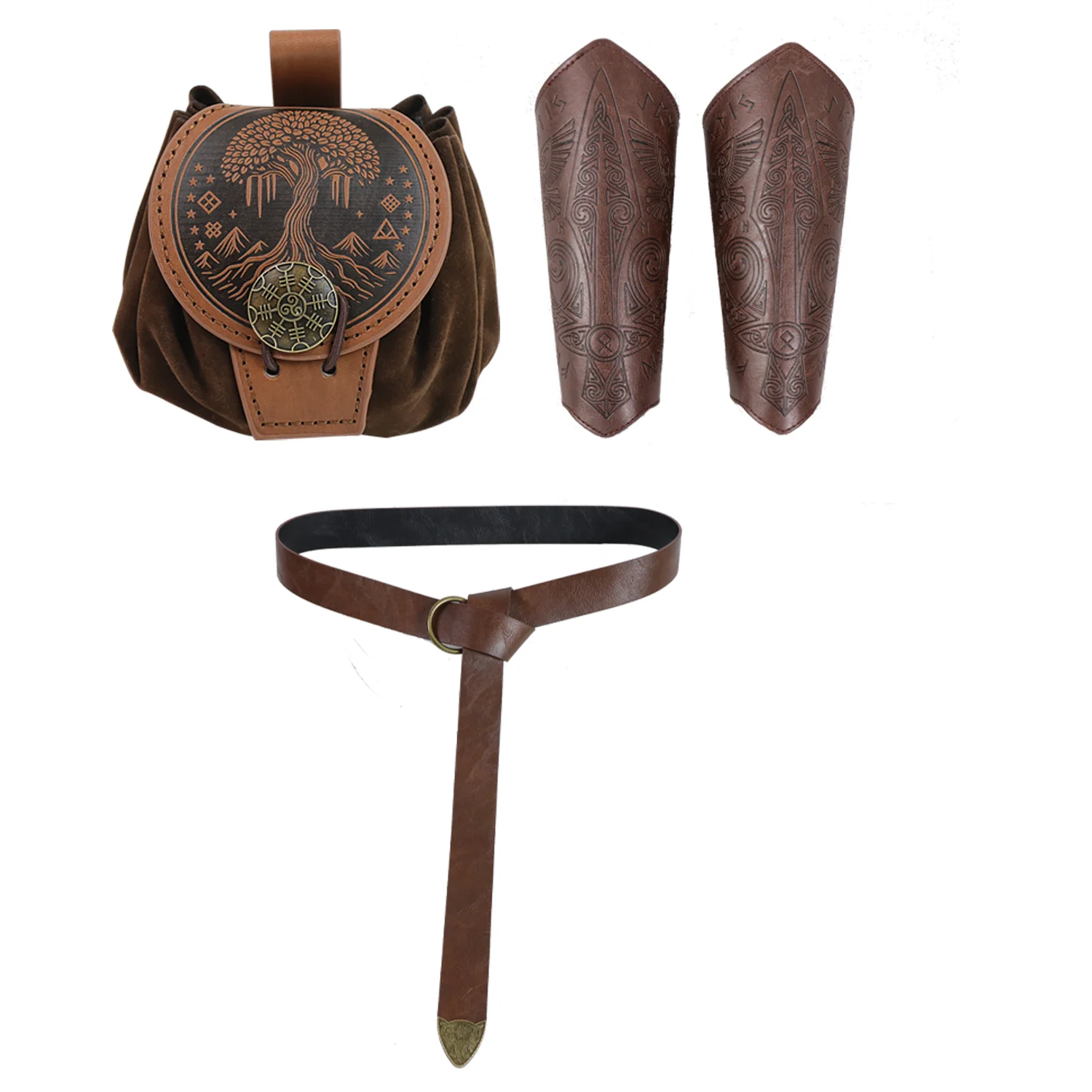 Renaissance-Gürtel, Halloween, mittelalterlicher Wikinger-Gürtel, Hüfttasche, Kunstleder, Wikinger-Handgelenkschutz, Halloween, Party, Cosplay-Requisiten – Detail 2