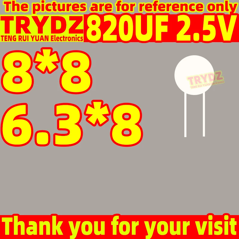 100-20pcs New 820UF 2.5V 8X8 6.3*8 Solid state motherboard graphics card capacitor Direct insertion packaging