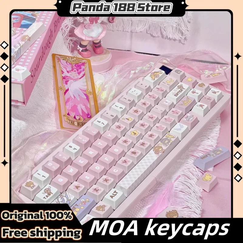 Sakura Themed Keycaps 135 Keys Moa Cherry Profile Pbt Thermal Sublimation Mechanical Keyboard Anime Peripheral Keycaps