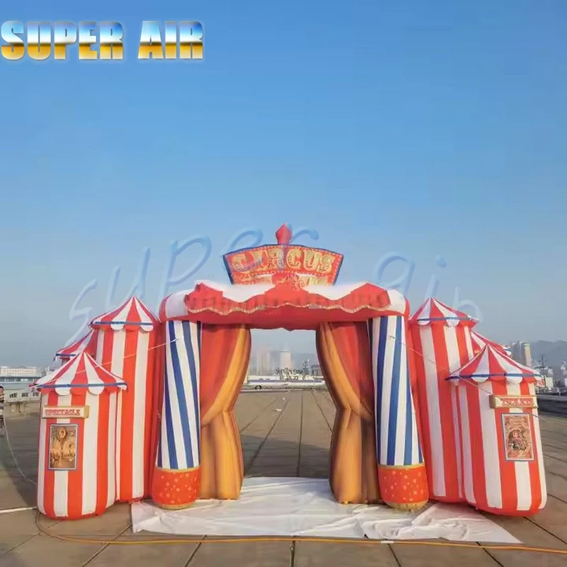 Hochwertiger roter aufblasbarer Zirkusbogen für Karnevalsveranstaltungen für kommerzielle Aktivitäten