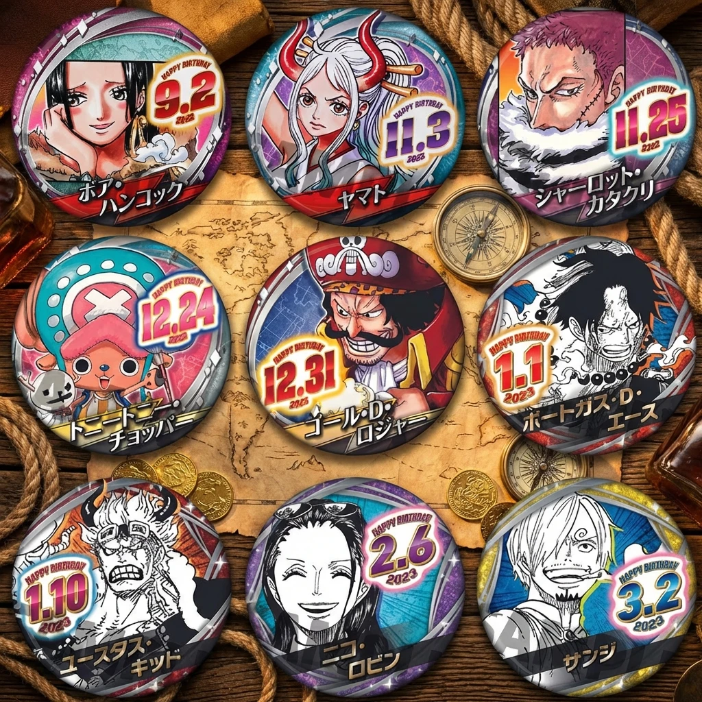 

Значок-брошь One Piece (Аниме) 2023: Аксессуар на день рождения с Эйсом, Санджи, Сабо, Робином. Сувенирная продукция из Китая. Коллекционный подарок.