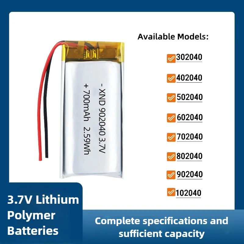 902040 3.7V 1000Mah…