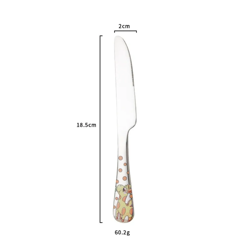 New 304 Stainless Steel Children Cutlery Set Silver Cartoon Animals Spoon Fork Knife Dishwasher Safe Tableware Table Setting