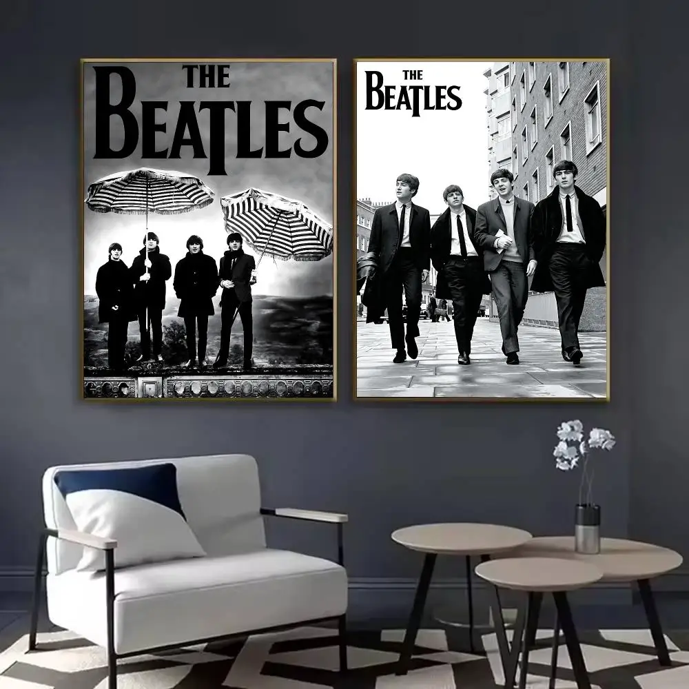 The B-Beatles Band Rock Poster Waterproof Sticky Wall Art Print For Bedroom Living Room Hallway Bar Home Decor