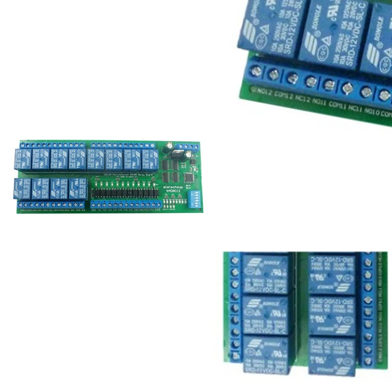 

24V 12Ch Digital Input Output UART RS485 Relay Module Modbus RTU For PLC PTZ LED Motor Machine Control