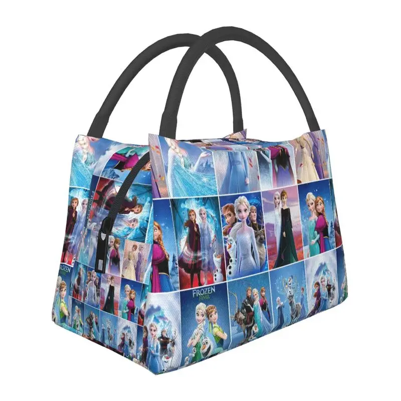 

Frozen Princess Elsa Anna Insulated Lunch Bag for Women Resuable Cooler Thermal Lunch Box Beach Camping Travel