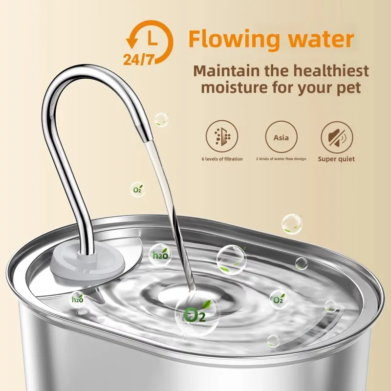 Large Capacity Stainless Steel USB Powered Mode Cycle Filter Cat Dog Automatic Drinking Machine Smart Pet Water Dispenser - view 2