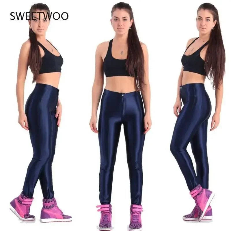2025 American Style Pencil Pants Shiny Disco Pants High Waist Women\\'s Trousers Leggings Pants