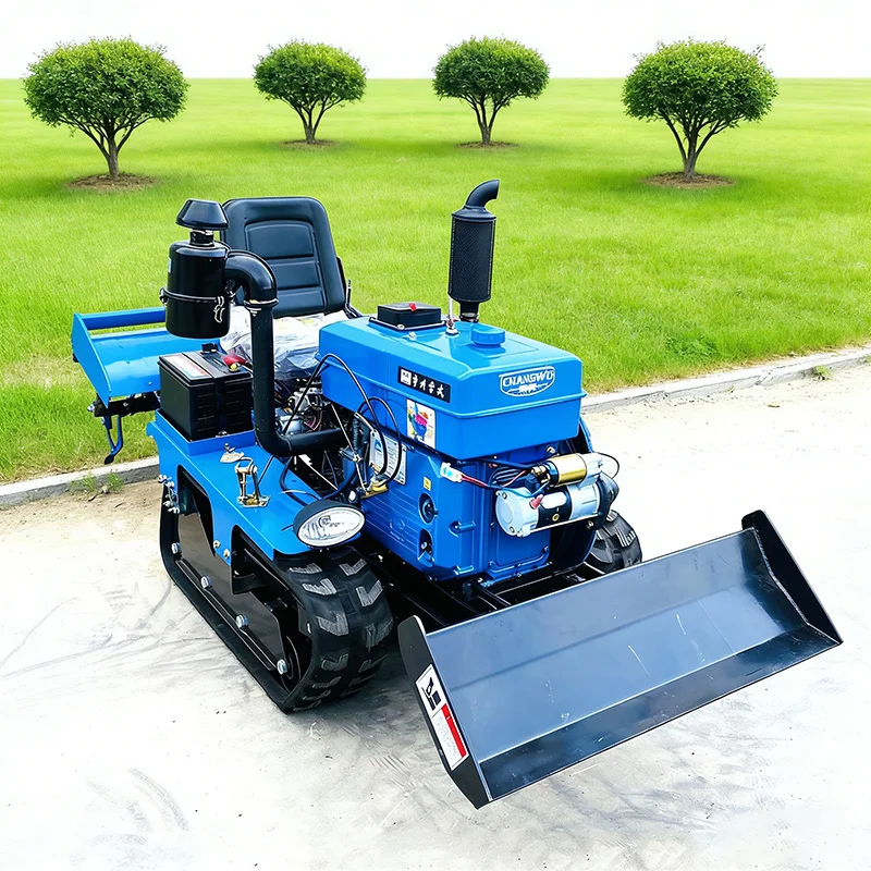 

Customized Full Terrain Small Farm Machinery, Diesel Micro Tiller, Crawler Tractor & Agricultural Plowing Equipment