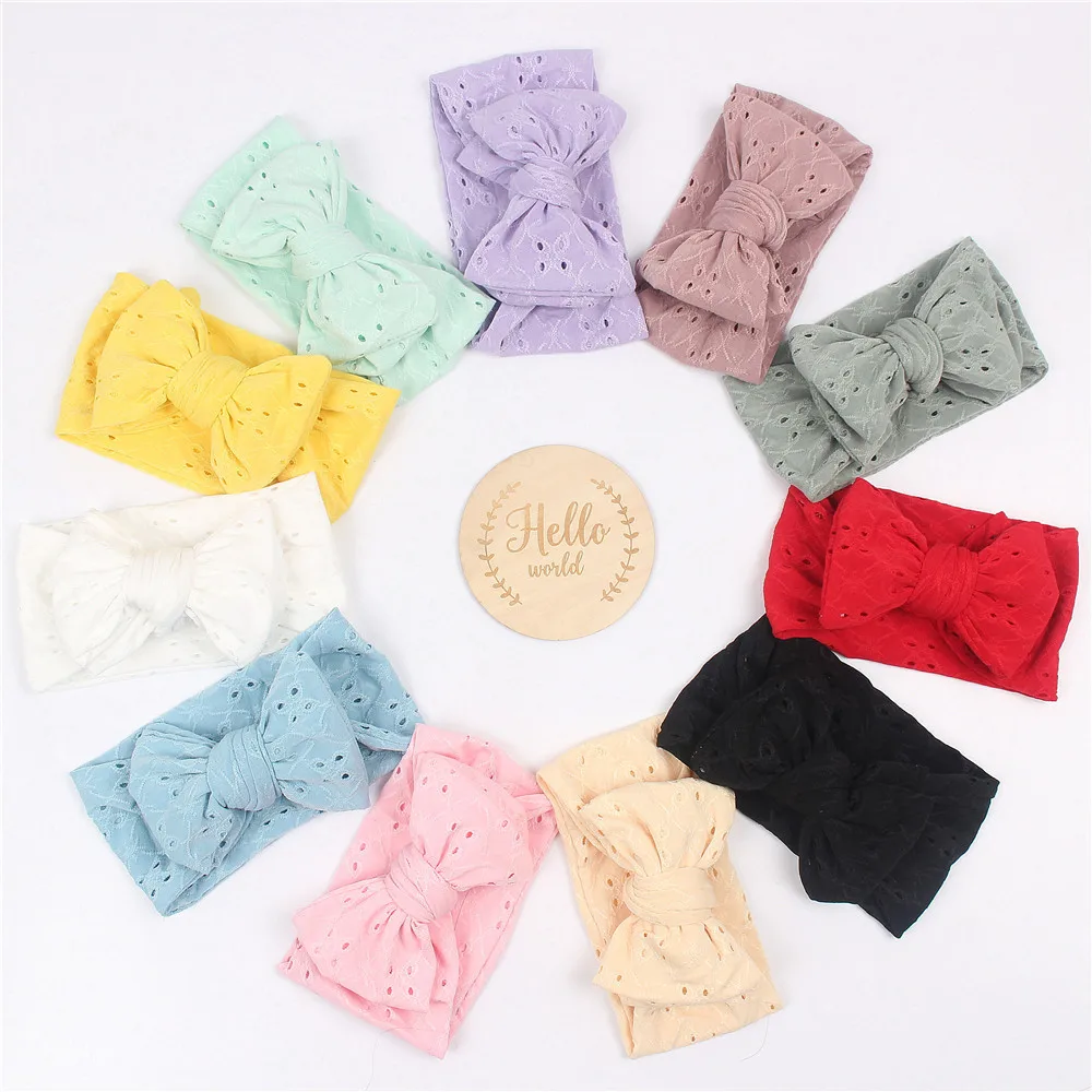 Cute Baby Headband Newborn Hollow Turban Headbands Bow Girl Elastic Tie Knot Hair Bands Children Toddler Hair Accessories