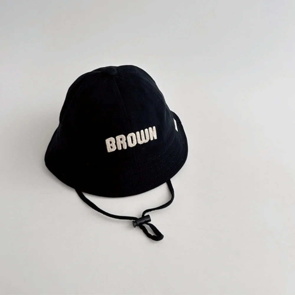 

Solid Color Sunscreen Hat Letter Embroidery Cotton Fisherman Hats Sun Protection Breathable Bucket Cap Outdoor Use
