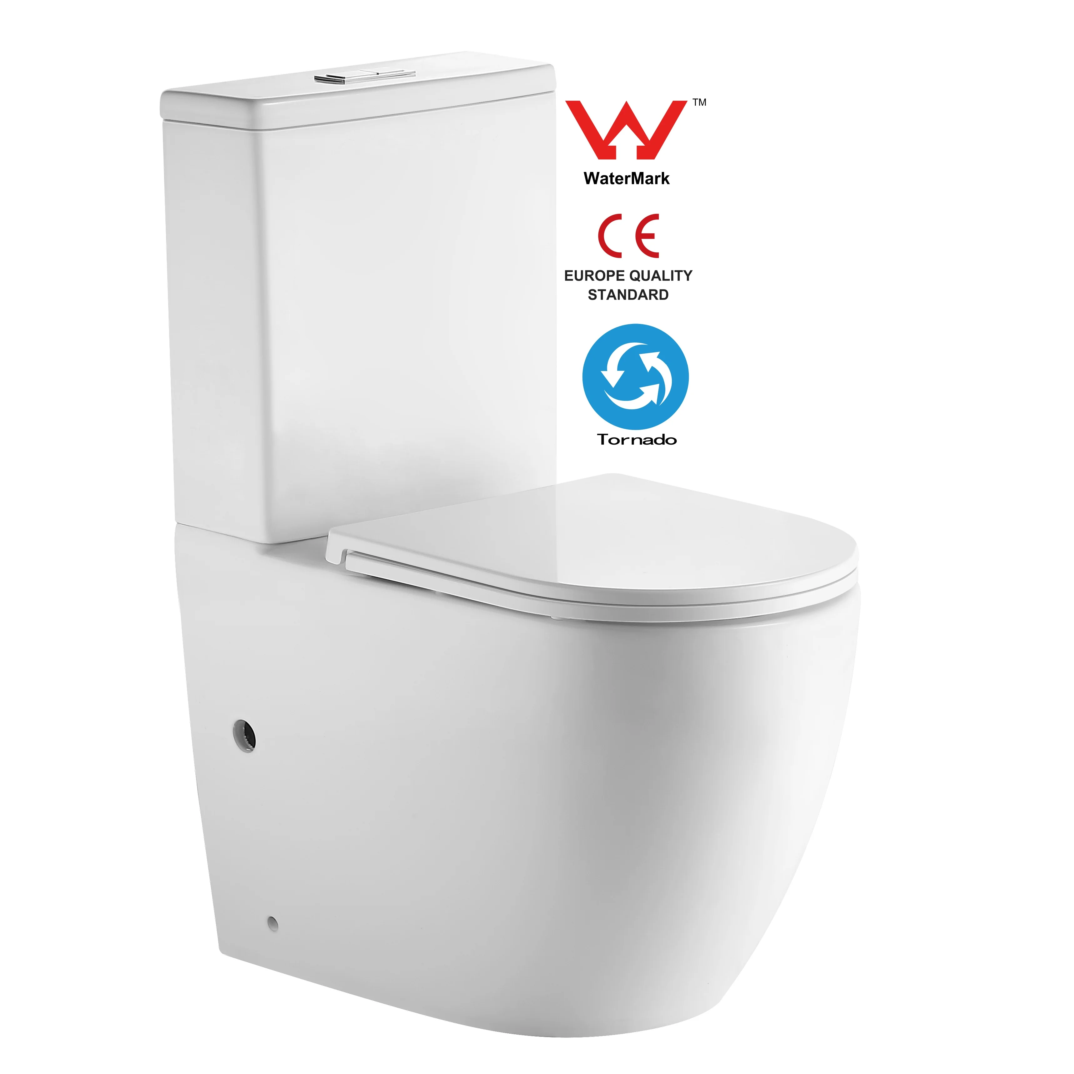 

Tornado Flush White Color Good Quality Ceramic Floor Mounted Water Closet Bathroom WC Watermark CE Two Piece Toilet Bowl
