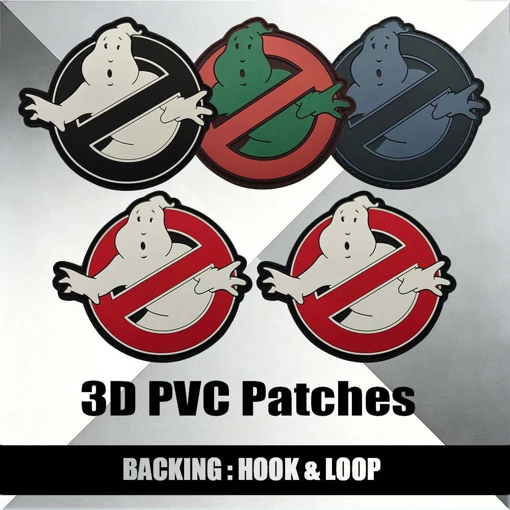 Retro Movie 3D PVC Patch - Ghostbusters Ghost Logo - Tactical Hook & Loop Badge for EDC, Cosplay, Outdoor Gear Decoration