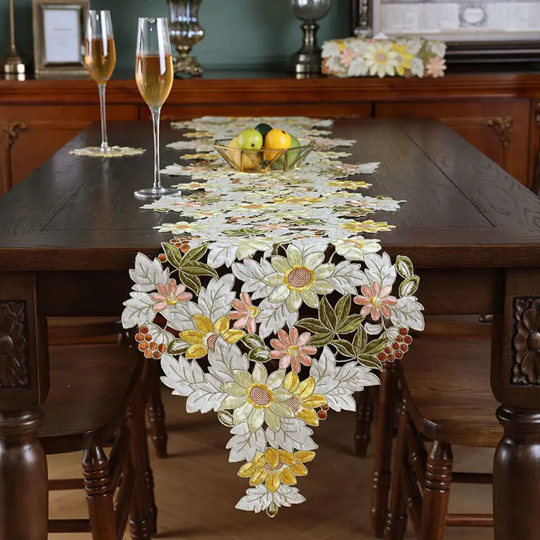 Table flag TV cabinet Edge cabinet pad Cover towel Pastoral fabric embroidery