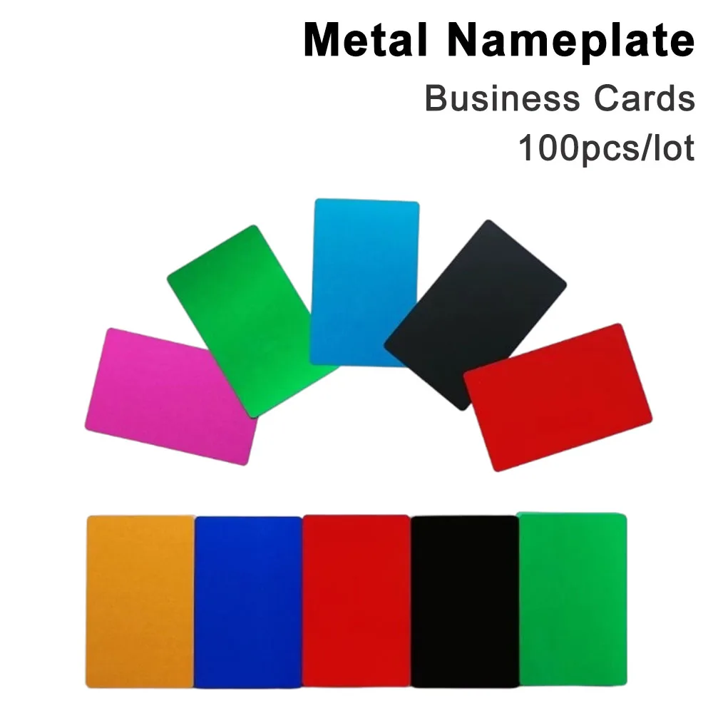 100PCS Metal Nameplate Business Cards Multicolor Aluminium Alloy Material 5 Color for Laser Marking Machine CO_2 Laser Marker