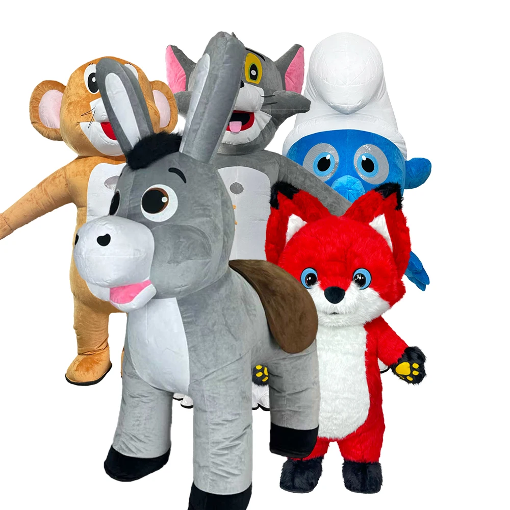 

Donkey Mouse Cat Fox Inflatable Costume Mascot Parade Adult Character Cosplay Animal Birthday Halloween Party Event Plush Set
