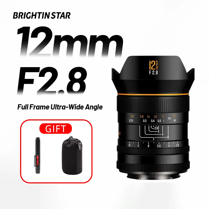 Brightin Star 12mm F2.8 ASPH. Full Frame Ultra-wide Angle Camera Lens for Humanity Photography with Sony E Nikon Z Canon RF L
