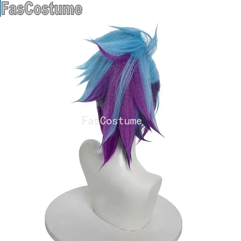 CosplayFasCostume L-email شعر مستعار الاصطناعية الشعر Akali شعر مستعار تأثيري ستار جارديان المرأة مختلط اللون ذيل الحصان مقاومة للحرارة الباروكات