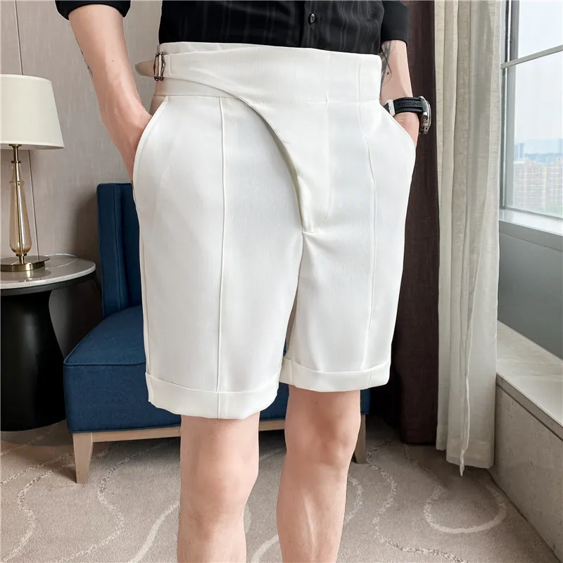 Short drapé taille haute pour hommes, pantalon court de bureau, coupe couvertes, vêtements formels, mode décontractée, été, haute qualité, 2022