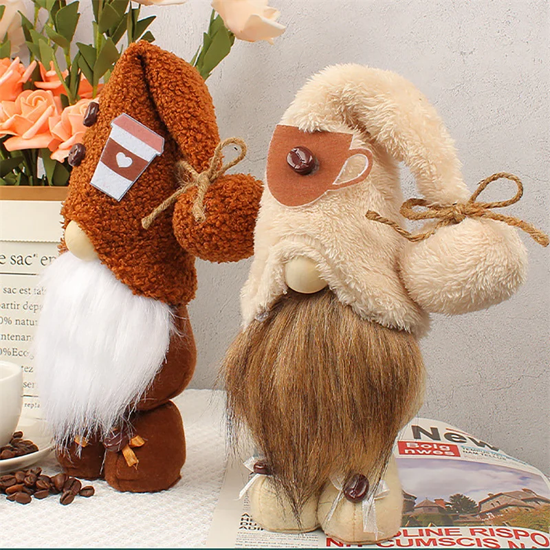 Coffee Chef Gnome Plush Gnome Bonecas Ornamento Decoração Artesanato para Casa Cozinha Coffee Bar Decoração Suprimentos Christams Decoração 6 Tipo