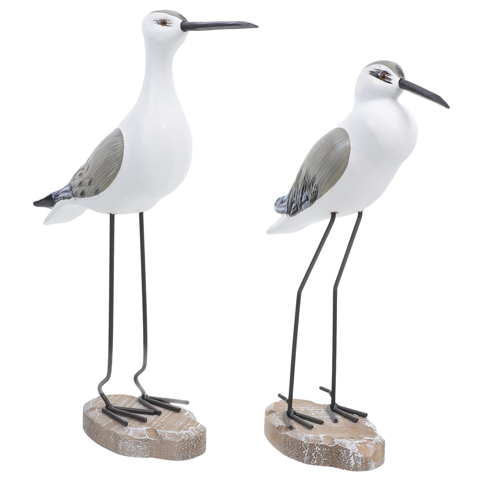 

2 Pcs Seagull Ornaments Desktop Decoration Wooden Sculpture Toy Dining Room Bird Adornment Simulation Home