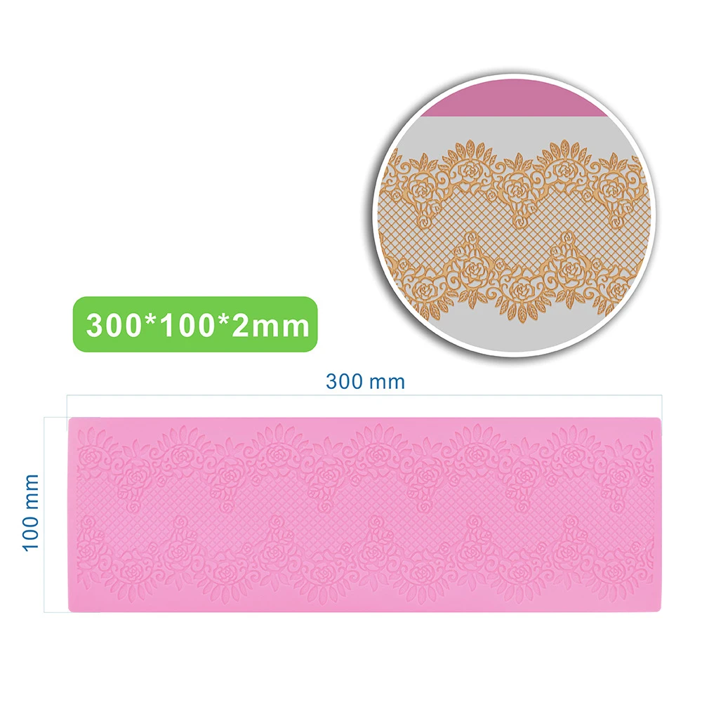 Byjunyeor Flower Silicone Lace Mold Mat For Cake Border Sugarcraft Gumpaste Cake Decorating Tools Pad Printing Mould LMB-007