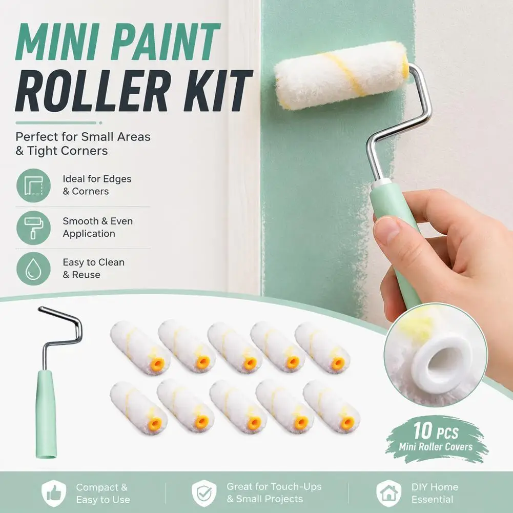1 Set Wall Paint Roller Brush Dense Bristles Latex Paint Roller With 4 Inch Rollers For Painting Walls Cabinets Doors Fences