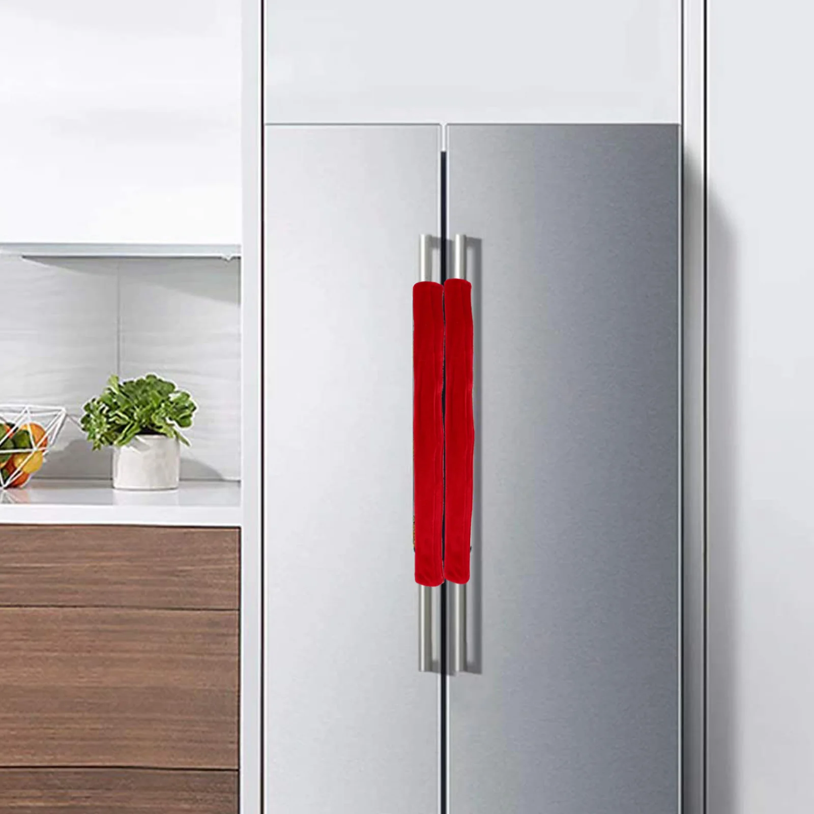 

2 Pieces Refrigerator Handle Cover Cotton Door Handle Glove Protector Winter Home Appliance Wrap Cloth Fridge Gloves