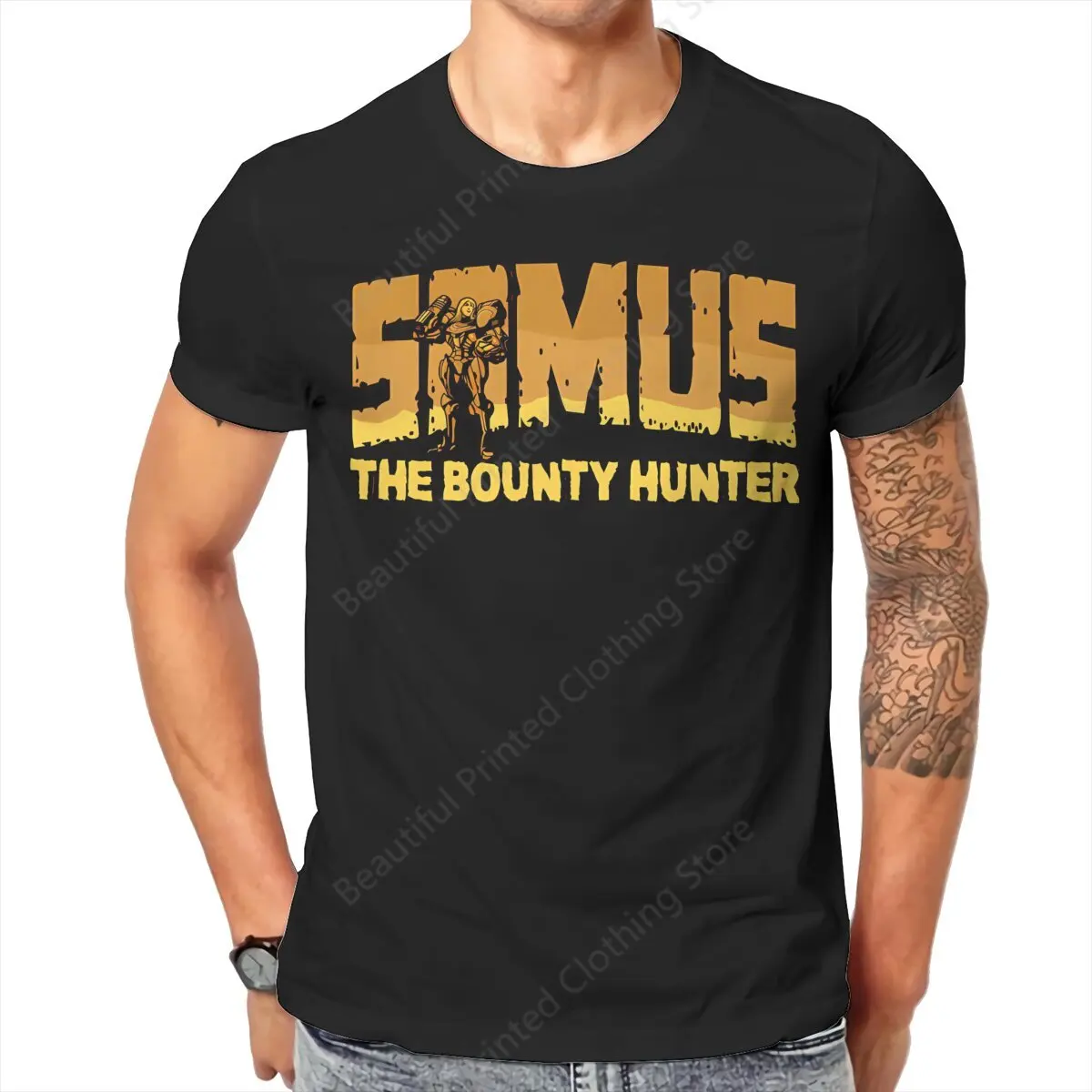 

Metroid Samus Aran Game Men Women Casual Tshirt Samus the Bounty Hunter Printed Short Sleeved T-shirts Tops Street Short Sleeve