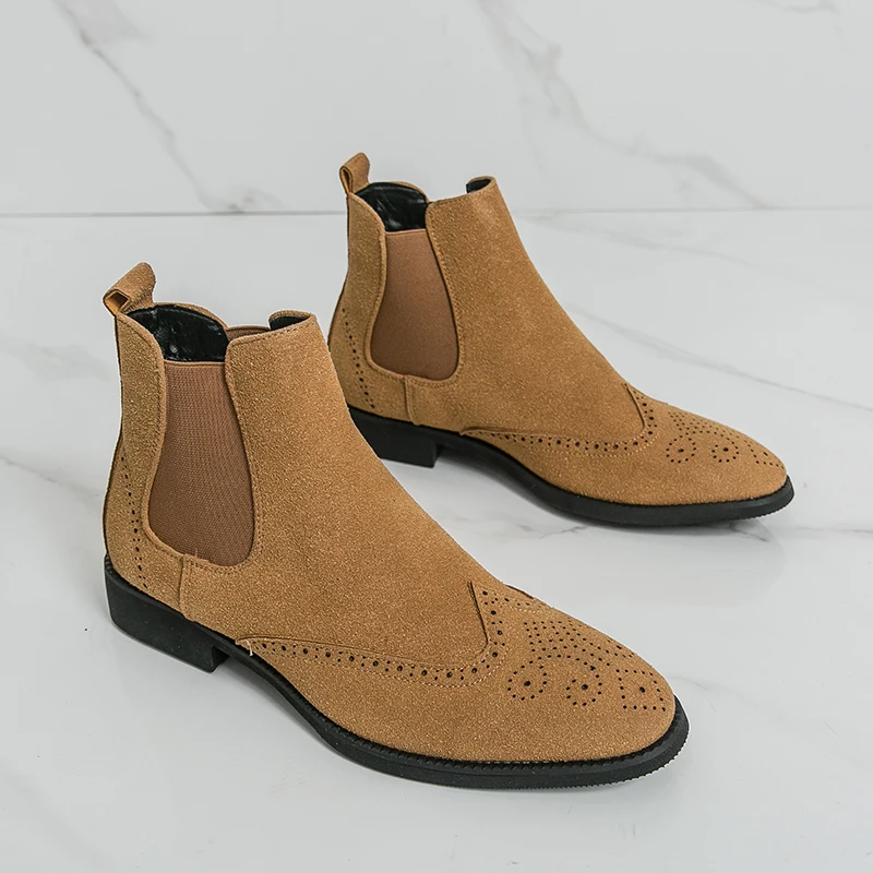 

New Summer Fashion Chelsea Boots British Casual Comfortable Business Office Fashion Matte Leather Boots Black Brown Men Boots