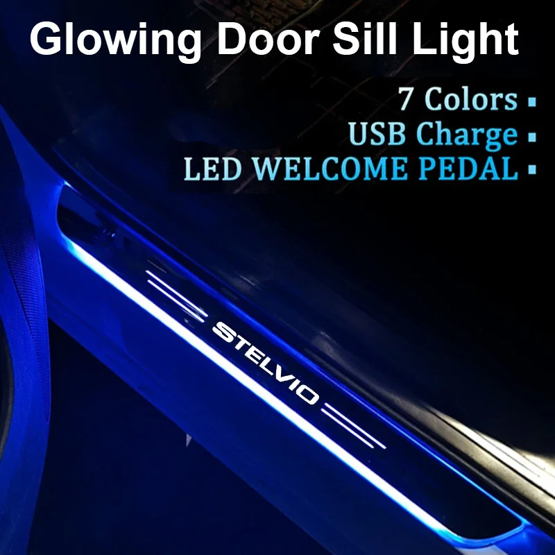 Ambiance Decorative for STELVIO Welcome Pedal Streamer Anti-collision Light Sill Kick Plate Moving Lamp Accessories