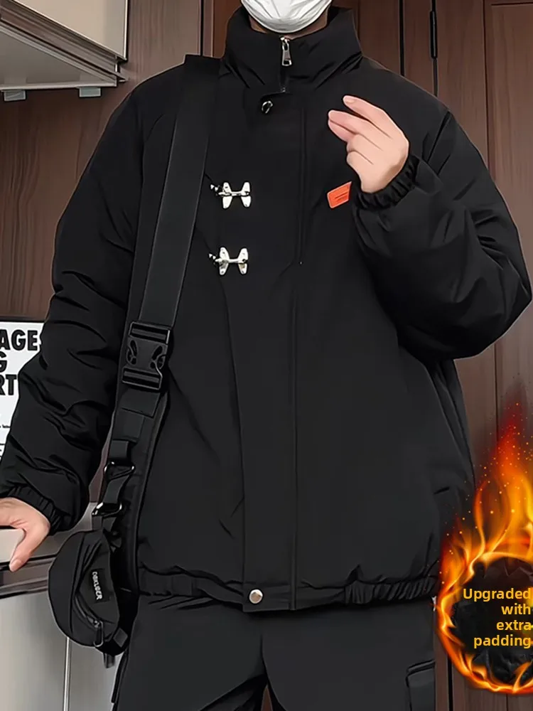 

New Chinese Sle Bla Flight Jaet Cotton Men's Winter Thiened Functional ort High Collar Bread Coat Casual Loose Fit