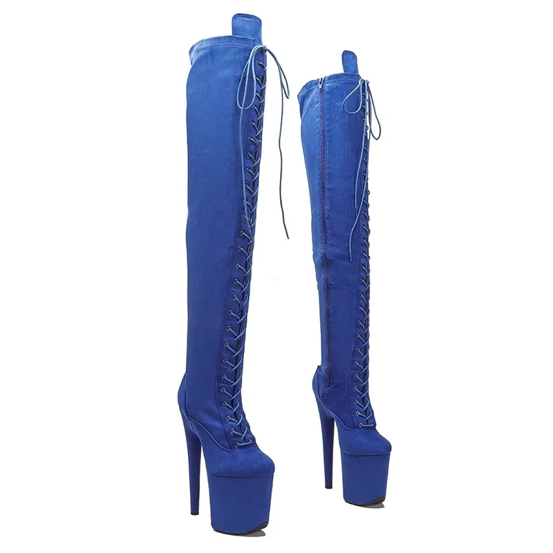 LAIJIANJINXIA, novedad, 20CM/8 pulgadas, plataforma superior de gamuza para mujer, tacones altos para fiesta, botas modernas por encima de la rodilla, zapatos de baile en barra 148