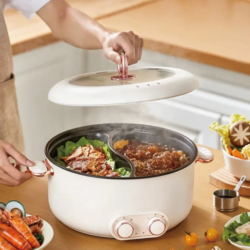 5L 6L Home Yuanyang Electric Hot Pot Electric Boiled Pan Large Capacity Double Soup Pots Non Stick Electric Frying Pan 2000W