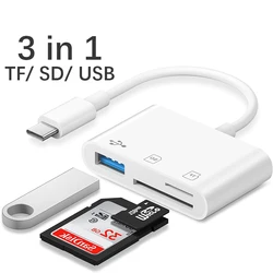 3 In 1 SD TF Card Reader For Apple iPhone 14 12 13 11 Pro Max XR XS USB C Camera Converter For iPad Android  Laptop OTG Adapter