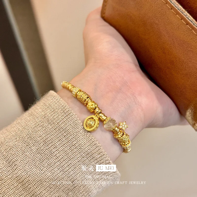 9999 24K real gold store same style women's gold bracelet exquisite fashion gift beautiful jewelry