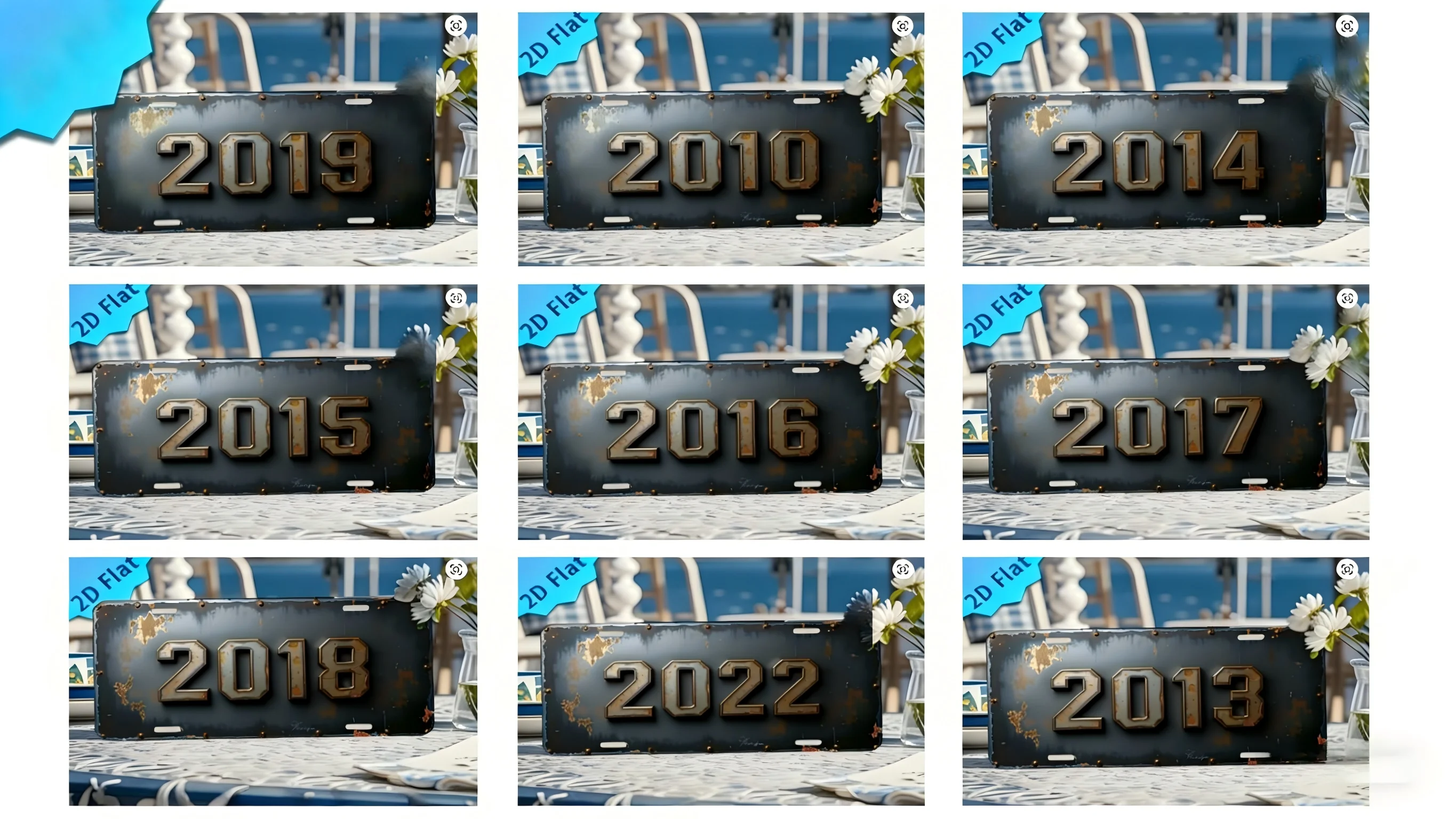 2D Flat，Classic Style Flat Metal Plate: Aluminum Car License Plate for Home Décor, Suited for Bars, Cafés & Travel Keepsakes