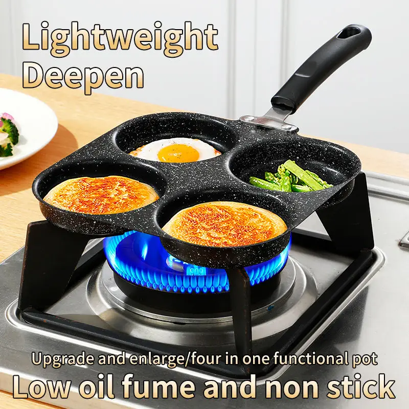 High Quality Meatburgers Breakfast Maker Pancakes Eggs Burgers Cast Iron Non-Stick Heat-Resistant Pan Four-grid Frying Pan