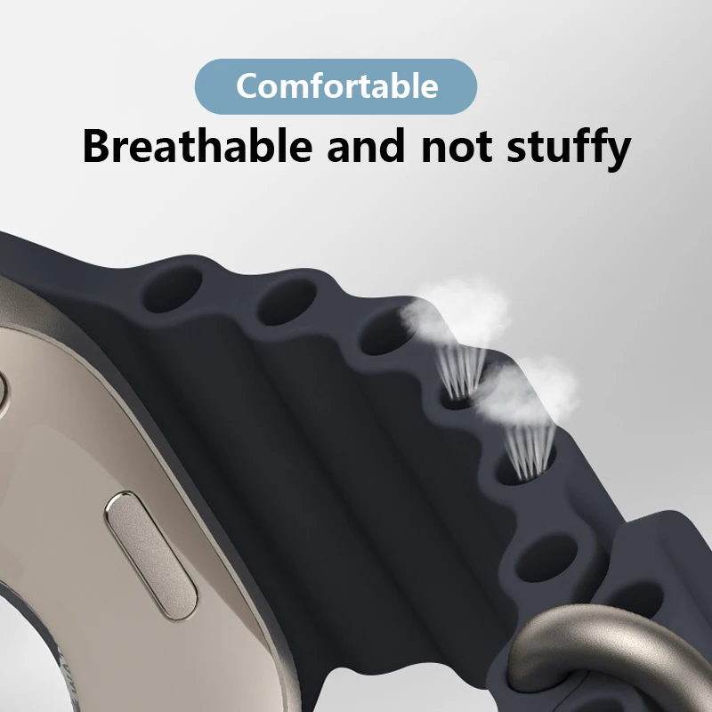 Ocean Band for Apple watch Ultra 3/2 49mm 45mm 46mm 42mm 44mm 40mm Silicone sport bracelet correa series 11 10 9 7 8 6 SE3 strap