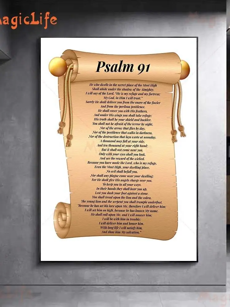 Psalm 91 Prayer Art Poster Print. 