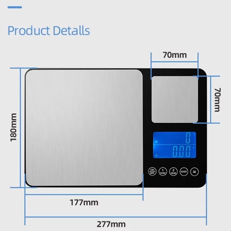 New Product Lcd Display Stainless Steel Double Platform Electronic Baking Balance Digital Food Weighing Scale Kitchen