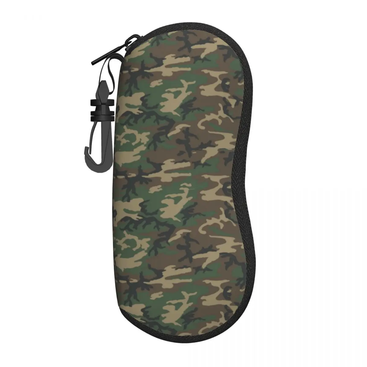 Army Camouflage Pattern Glasses Case Student Zipper Jungle Military Camo Reading Storage Box Vintage Eyewear Container