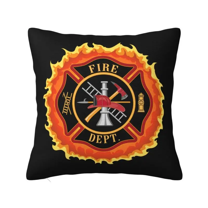 Firefighter Cross With Flames Cushion Covers Soft Fire Fireman Pillow Case for Sofa Car Square Pillowcase Living Room Decoration