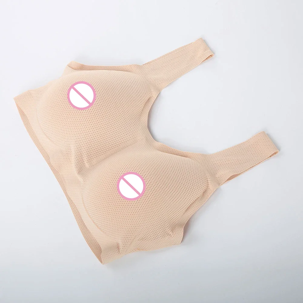 Realistic Silicone Adhesive False Breast Forms Male Crossdresser Shemale Fake Boobs/with Bra for Drag Queen Cosplay Transvestite