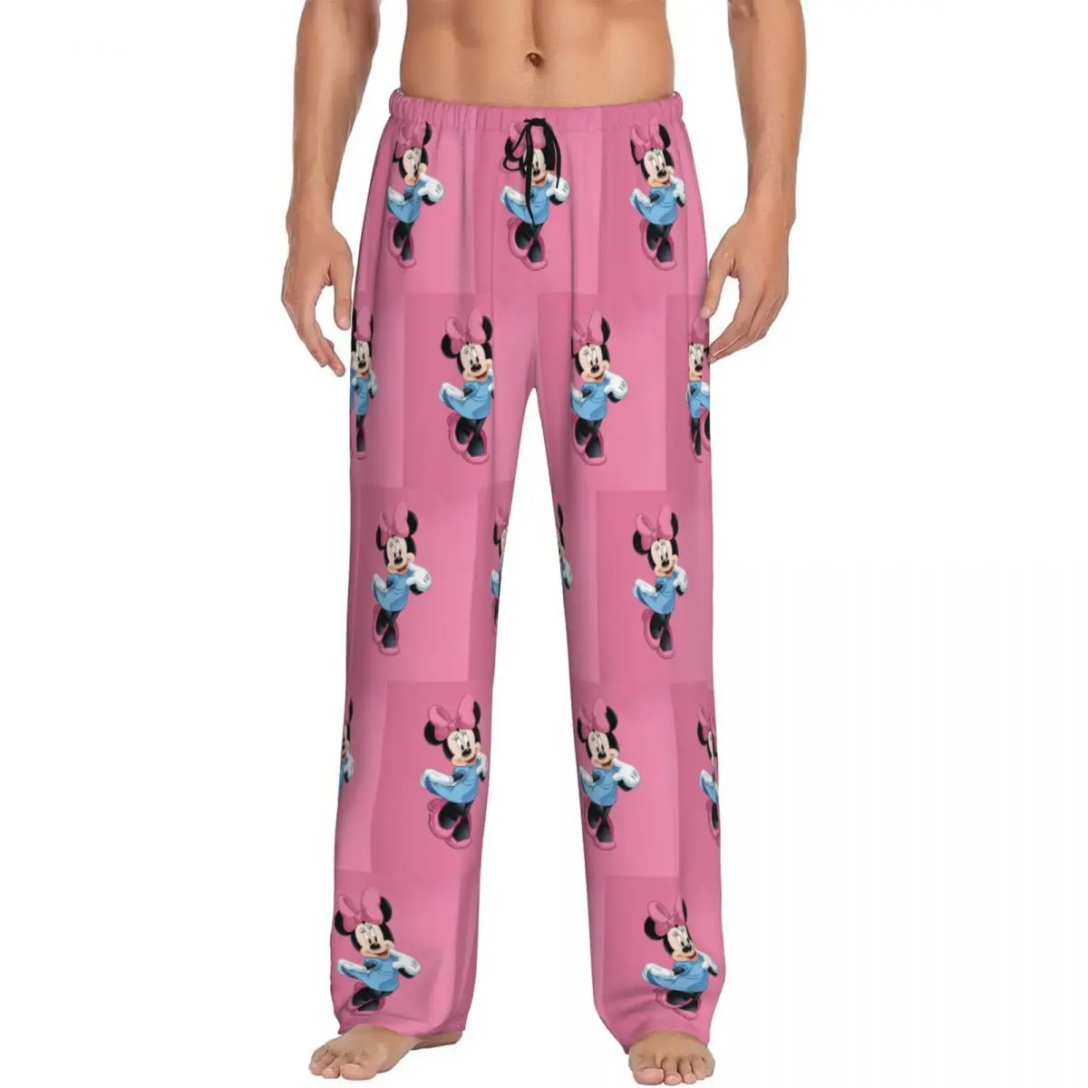 Custom Cartoon Mickey Mouse Minnie Pajama Pants Men's  Sleepwear Lounge Sleep Bottoms Stretch with Pockets