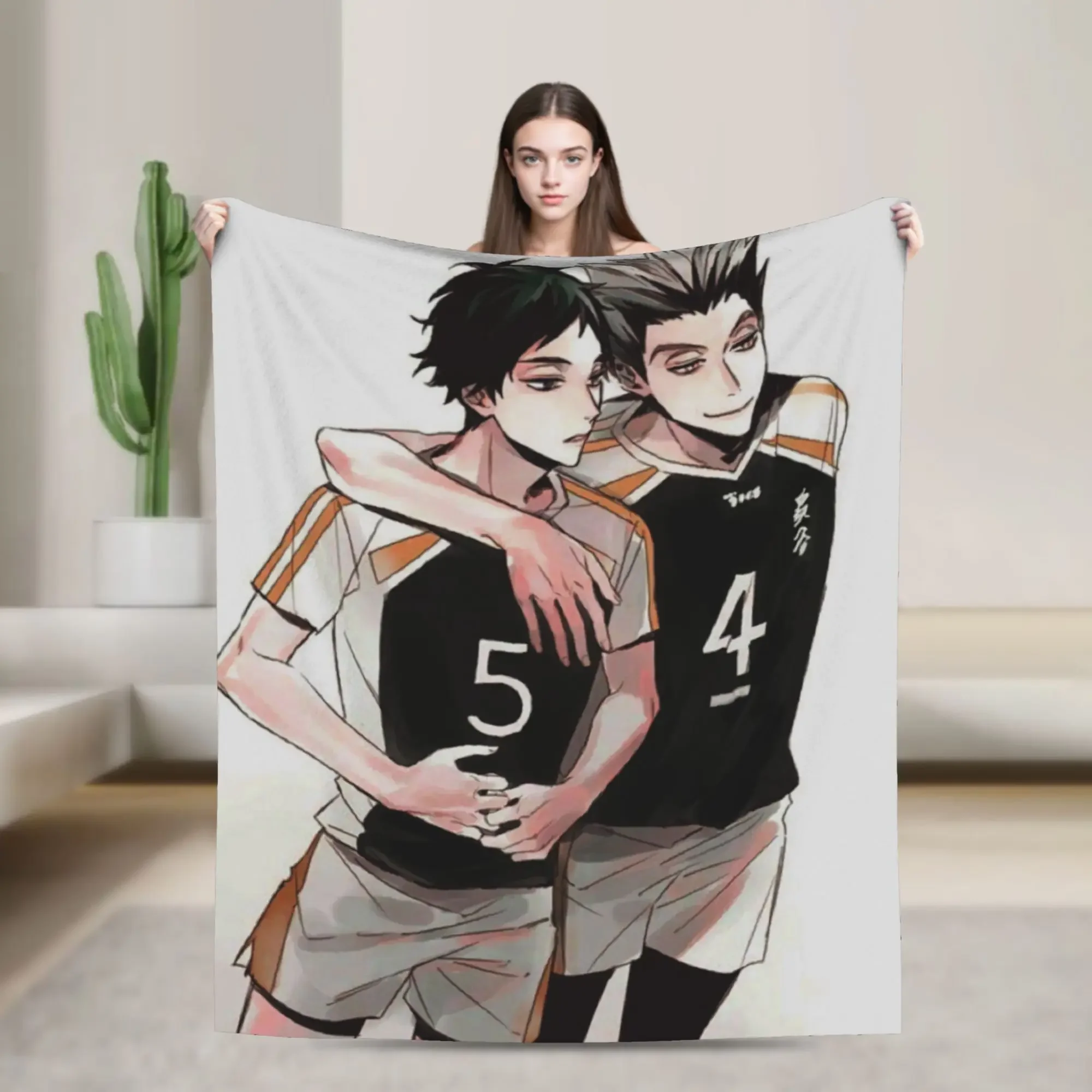 

Haikyuu Bokuto Kuroo Fleece Blanket Karasuno Volleyball Team Decorative Super Soft Throw for Bed Home Outdoor