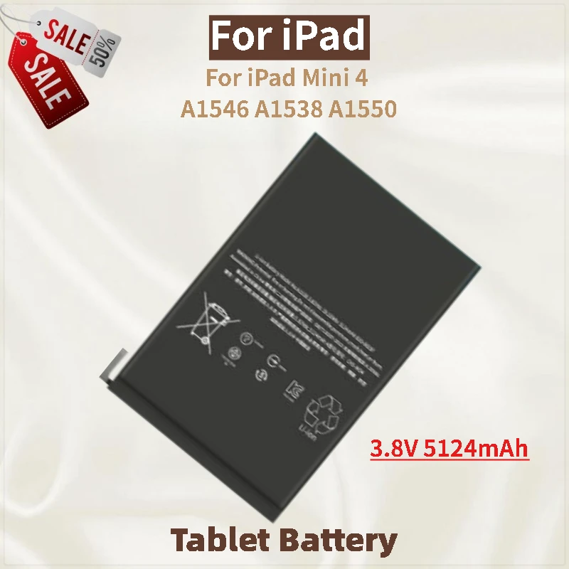 

Аккумулятор для планшета 3,8 В 5124 мАч для iPad Mini 4 A1546 A1538 A1550, новинка, высокое качество
