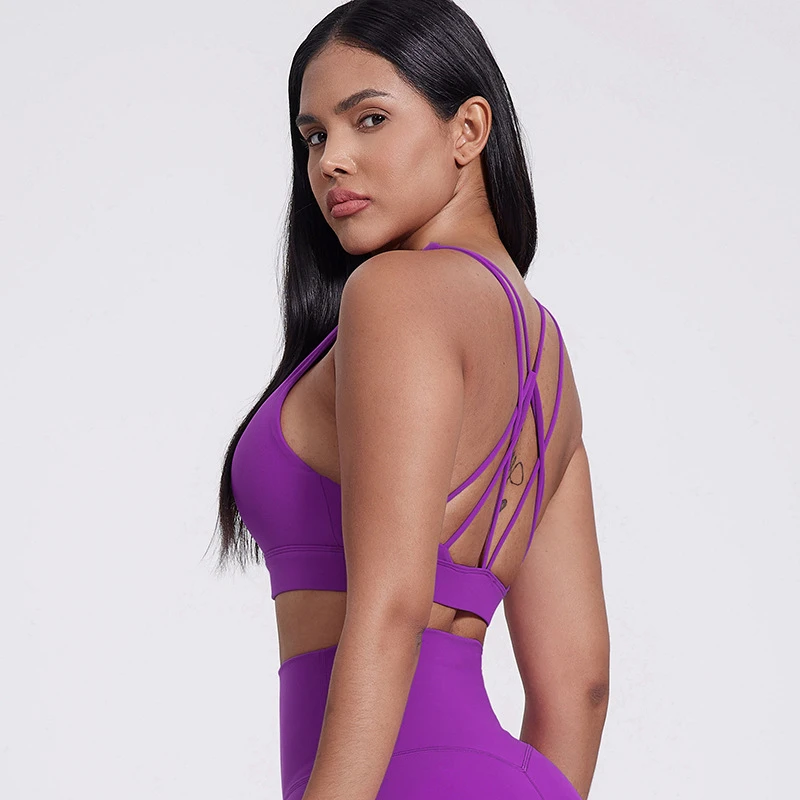 حمالة صدر رياضية متقاطعة للنساء ، قمة محصول ، دعم عالٍ ، ملابس داخلية للياقة البدنية ، حمالة صدر للجري ، تمرين رياضي ، سترة يوغا ، حزام سباغيتي ، ملابس رياضية