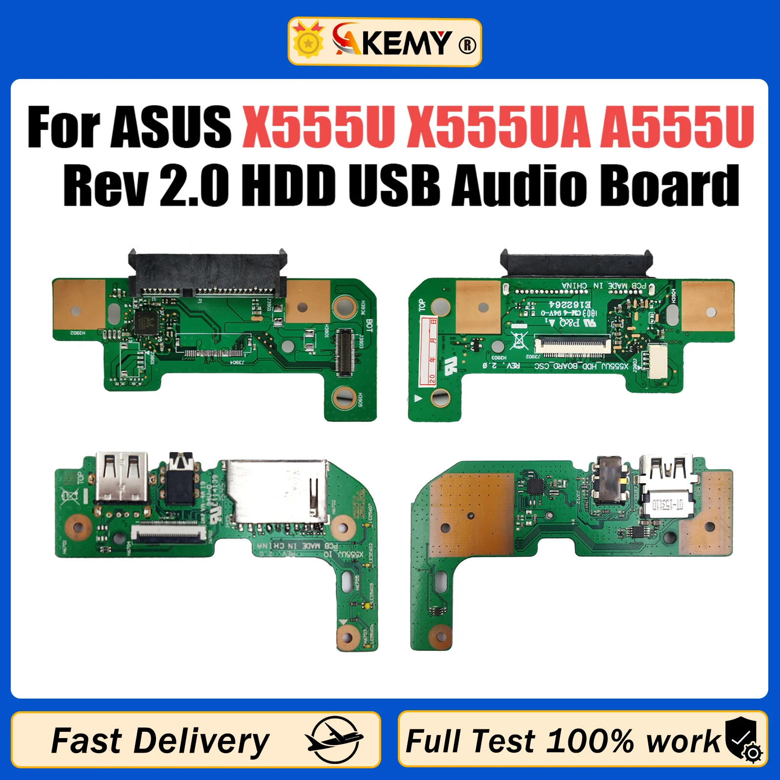 

Original For Asus X555U X555UA A555U F555U K555U X555UJ Rev 2.0 HDD Hard Disk Drive USB Audio Board 100% Tested Fast Ship