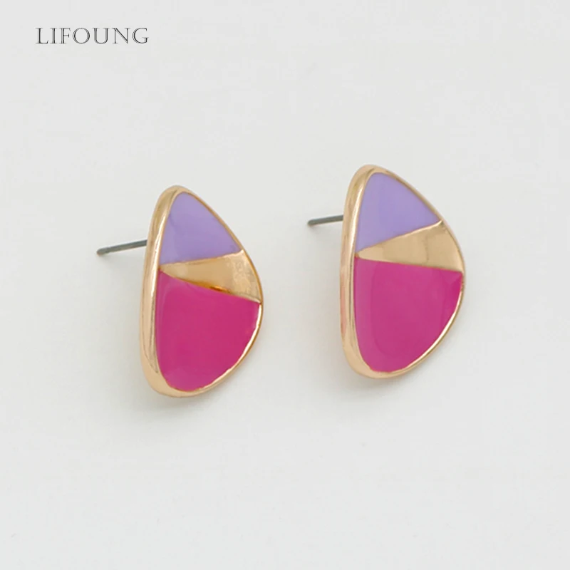 Violet Enamel Earrings For Women Mixed Fuchsia Colorful Ear Post Studs Fashion Jewelry Boho Shiny Metal Girls New Styles 2022179